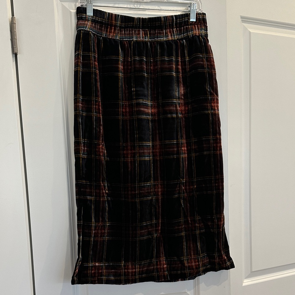 J. Crew Black and Red Plaid Midi Skirt